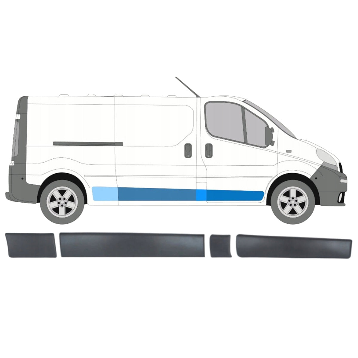 Комплект странични лайстни за Renault Trafic 2 LONG 2001–2013