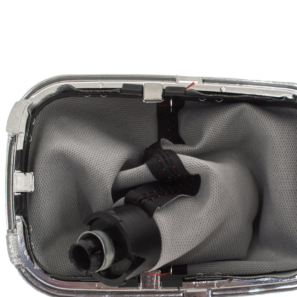 VW Golf IV 97-03 gałka zmiany biegów + mieszek z CZERWONĄ nitką i ramką CHROM 5 BIEGÓW OTWÓR 12MM