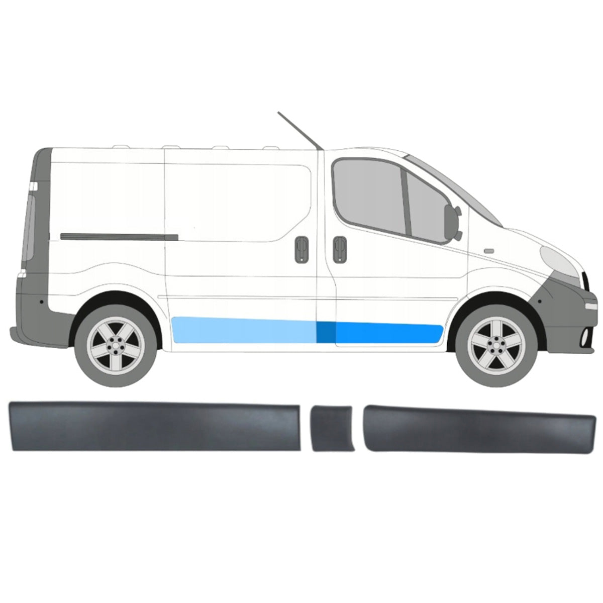 Комплект странични лайстни за Renault Trafic 2 2001–2013 – 8200036086