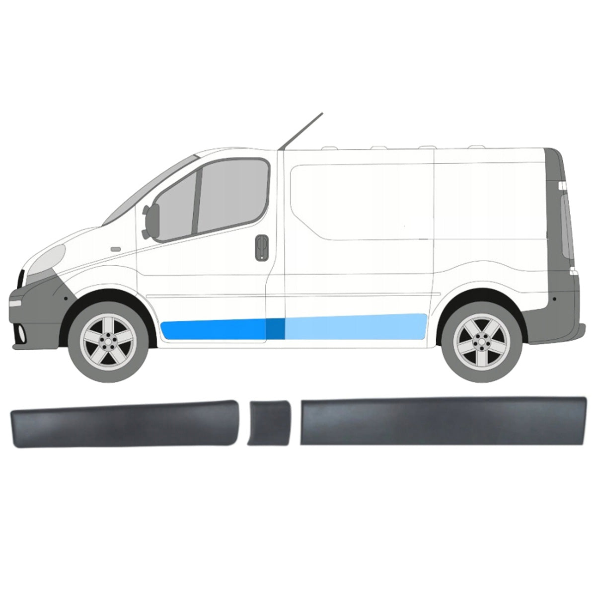 Комплект странични лайстни за Renault Trafic 2 2001–2013 – 8200036088
