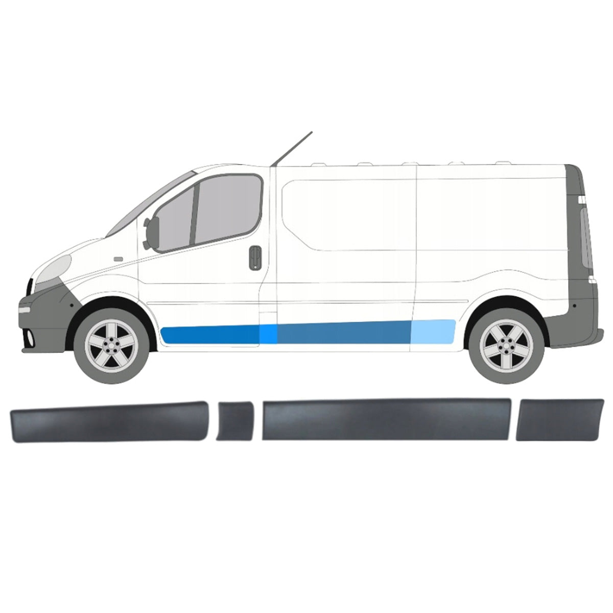 Комплект странични лайстни за Renault Trafic 2 LONG 2001–2013