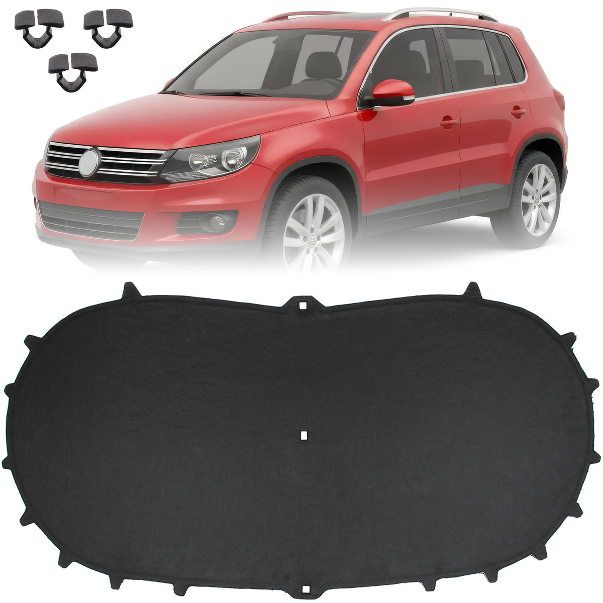 VW Tiguan I 07-18 wygłuszenie maski silnika + 3 SPINKI KPL