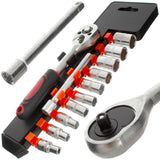 Scule 1/4" 12 piese - clichet, prelungitor și 10 tubulare 4-13 mm