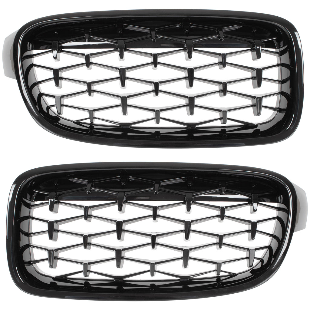 BMW 3 F30 F31 12-19 atrapy między reflektory (nerki) lewa + prawa kpl. FULL BLACK STAR