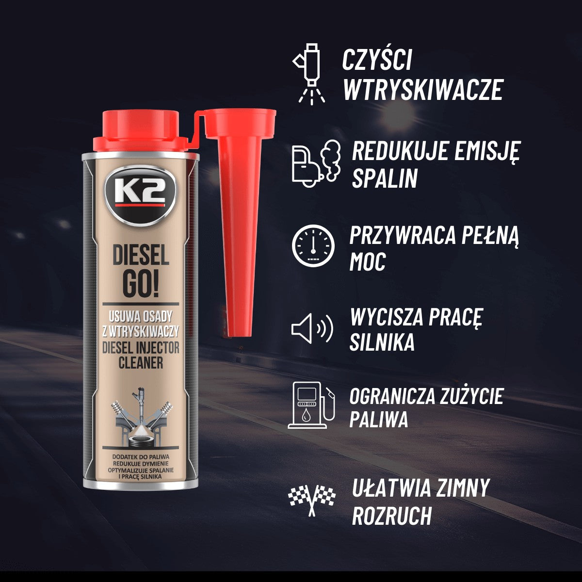 Aditiv pentru combustibil K2 DIESEL GO! 250 ml T321