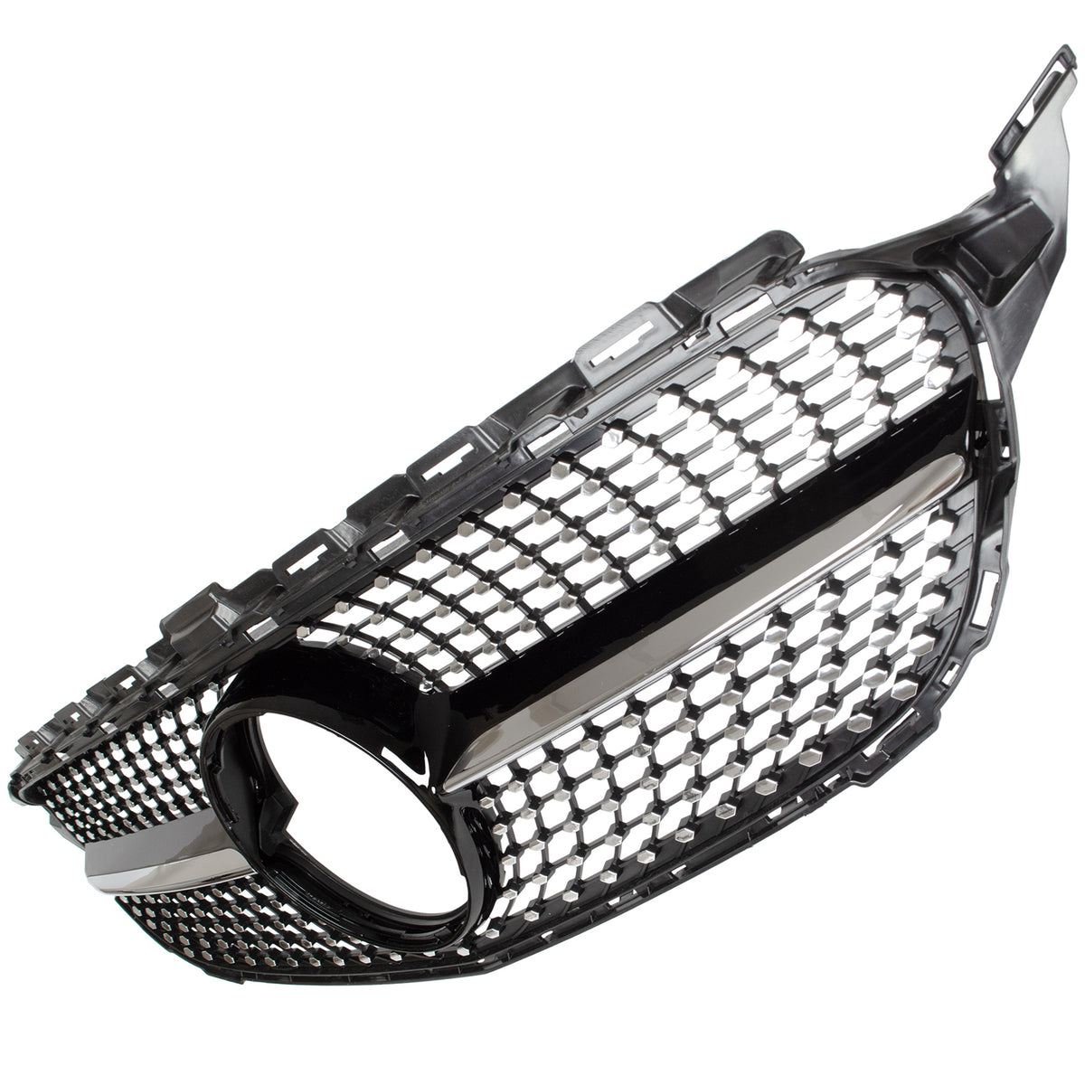 Mercedes C KLASA W205 14-18 atrapa między reflektory (grill) DIAMOND PIANO BLACK + CHROM BEZ OTWORU