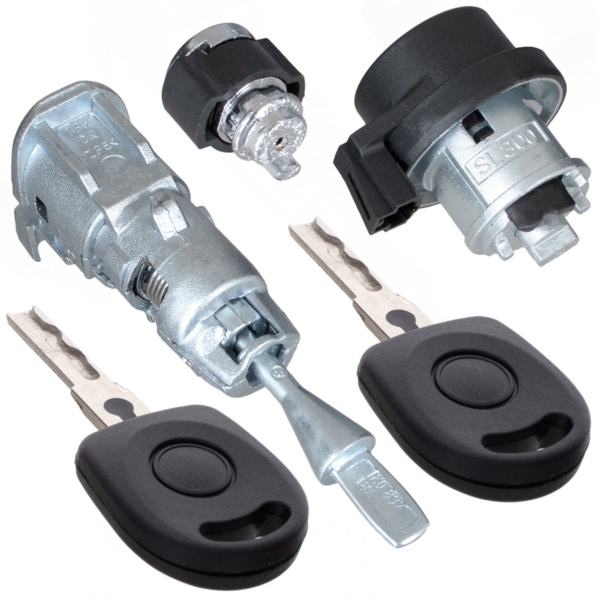 VW Golf V 03-09 wkładka stacyjki + wkładka zamka drzwi przednich lewych + wkładka schowka 3 szt. KPL