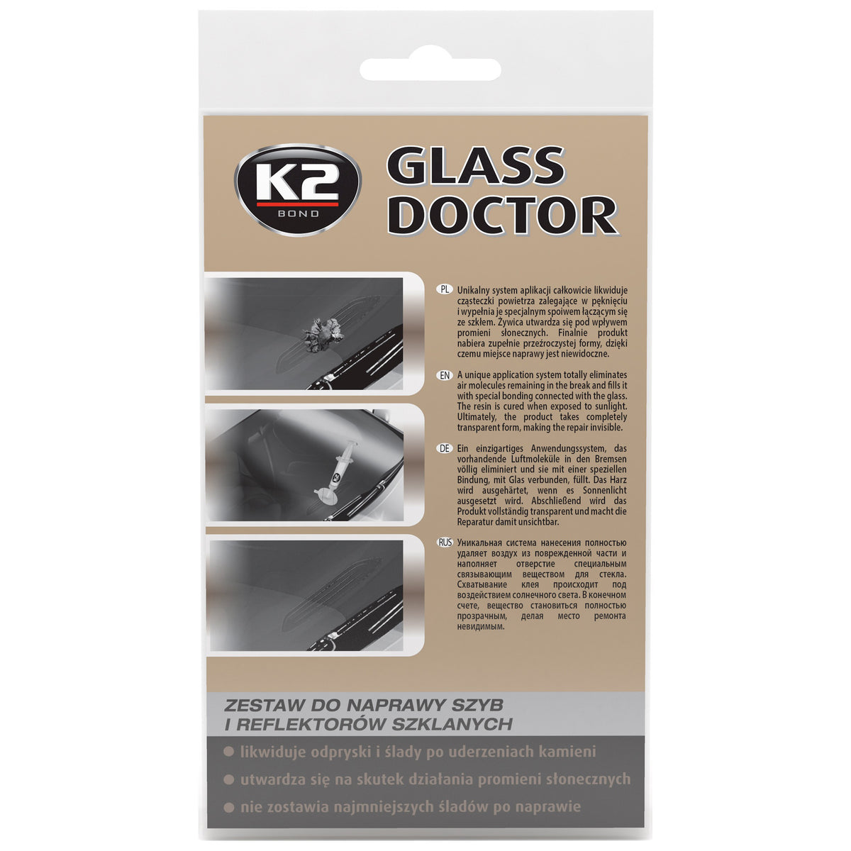 Комплект за ремонт на стъкла и стъклени фарове K2 GLASS DOCTOR B350