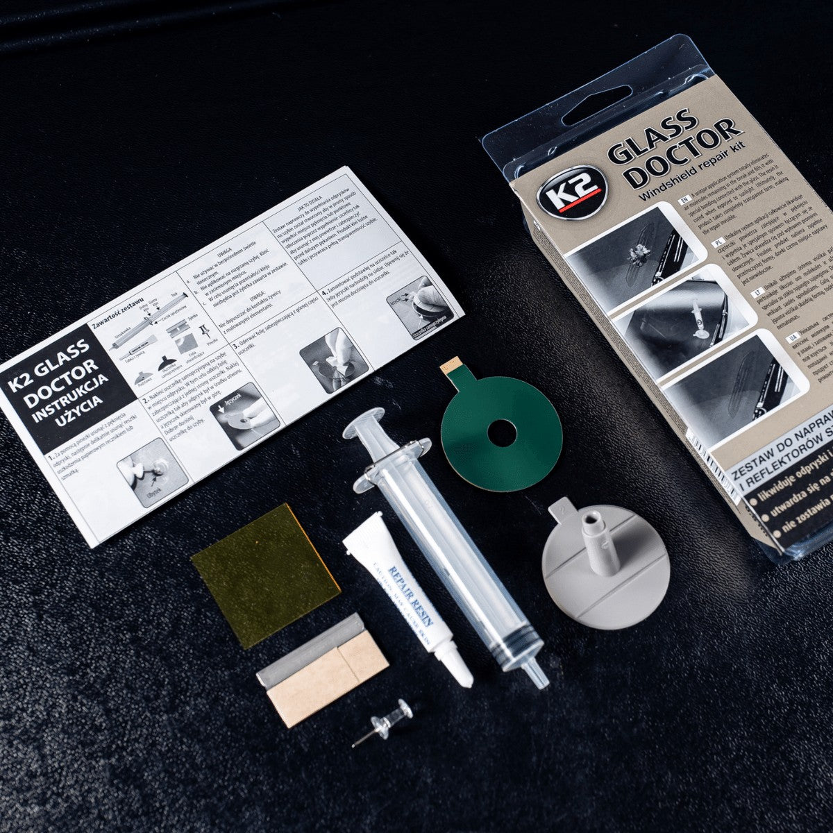 Комплект за ремонт на стъкла и стъклени фарове K2 GLASS DOCTOR B350
