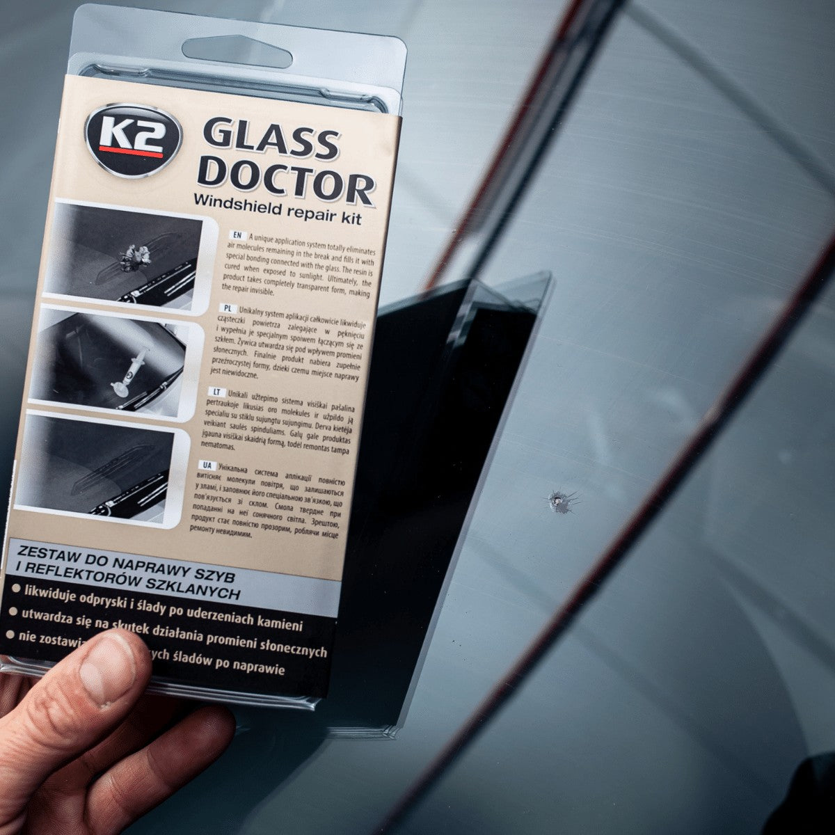 Комплект за ремонт на стъкла и стъклени фарове K2 GLASS DOCTOR B350